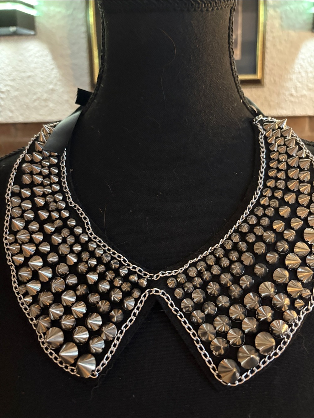 Zara Silver-Tone Studded Collar Necklace